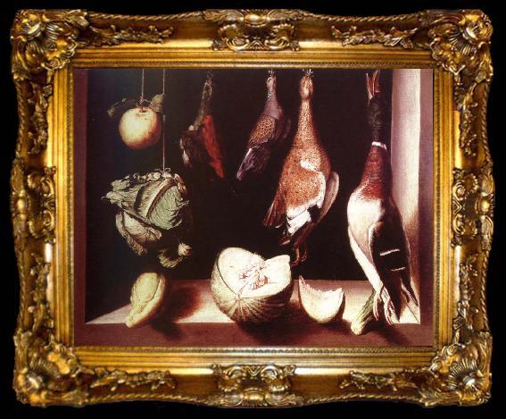 framed  Juan Sanchez-Cotan still life with game fowl, ta009-2